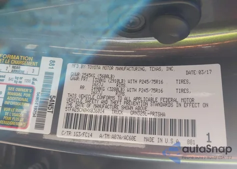 2017 Toyota Tacoma Sr5 V6 from USA, damaged, VIN 5TFAZ5CN0HX036014